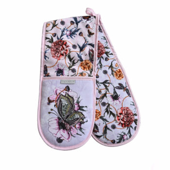 Mystical Garden ice pink double oven gloves