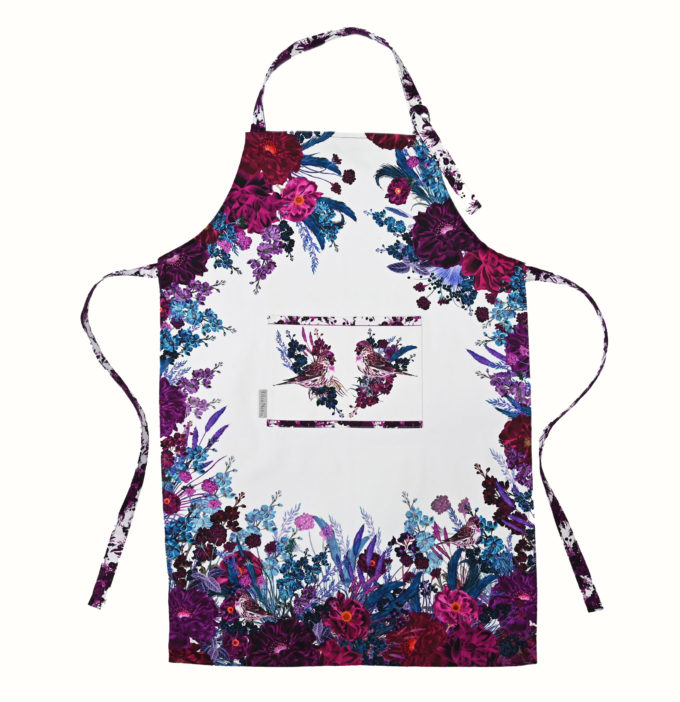 Wildflower cotton apron, made in the UK