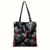 Rear of black velvet tote bag - Diva Swan