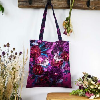 Velvet tote bag - Wild, damson, fuchsia and blue