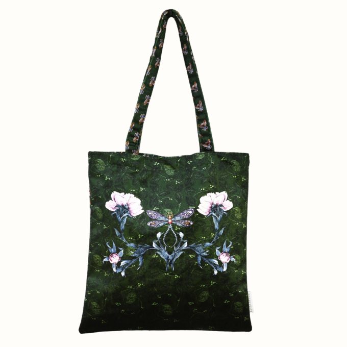 Velvet Mystical Garden tote bag - Forest green