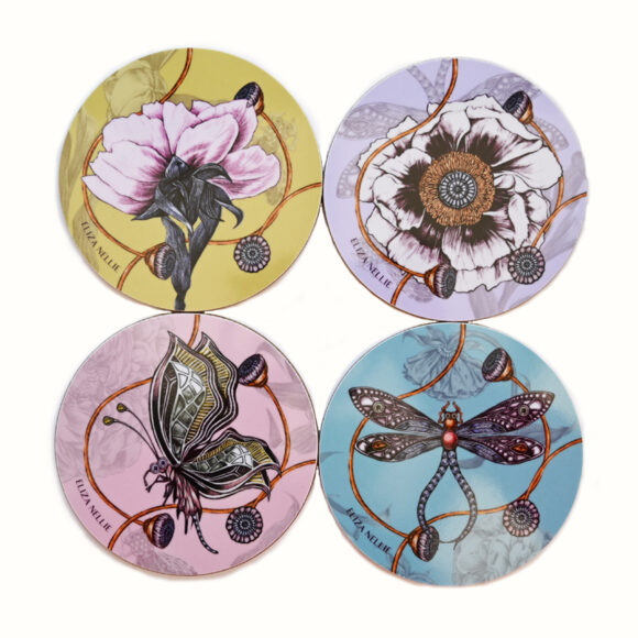 Mystical Garden lighter colourway - set of 4 coasters