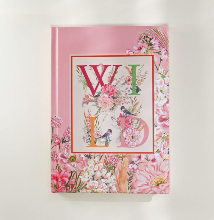 Wildflower and birds lined notebook