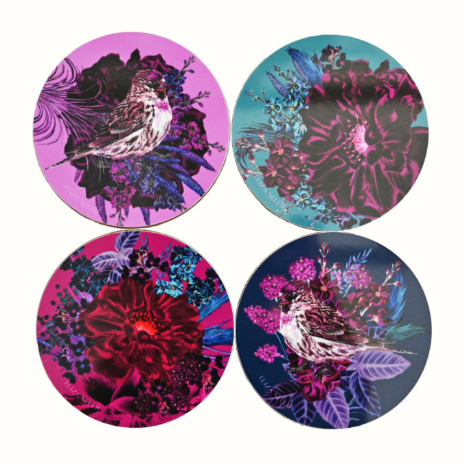 Wildflowers and Birds coasters, made in UK