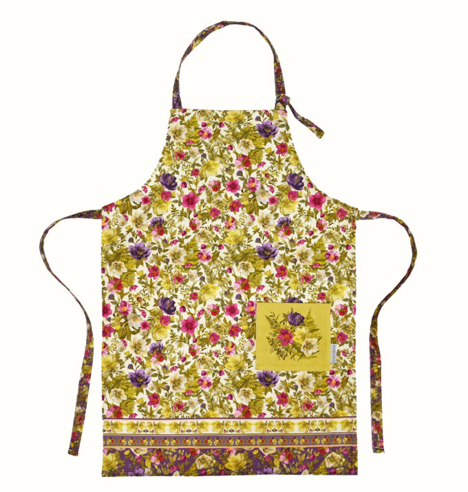 Hellebores & Fern cotton apron, made in UK
